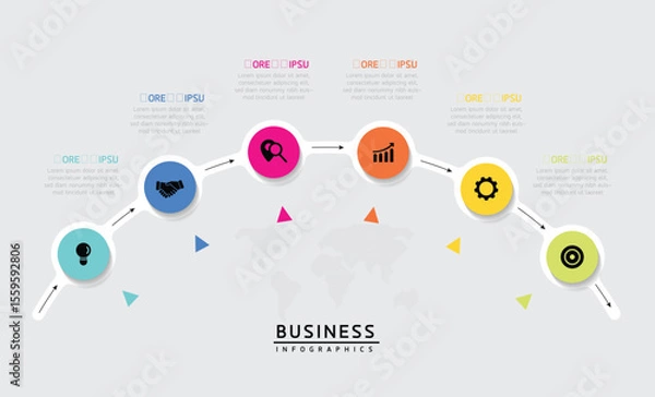 Fototapeta Vector business Presentation Connecting Steps Infographic Template