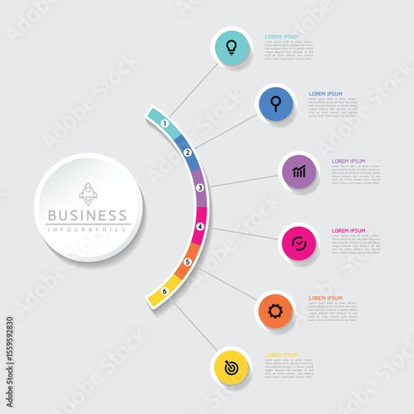 Fototapeta Vector business Presentation Connecting Steps Infographic Template