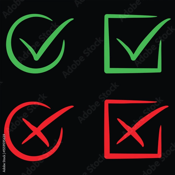 Fototapeta Check and Cross Mark Set