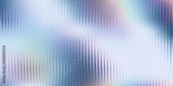 Obraz Ripple texture with pastel gradient of blue, mint, and lilac. Iridescent distortion effect, frosted surface, vertical reeded lines. Vector illustration