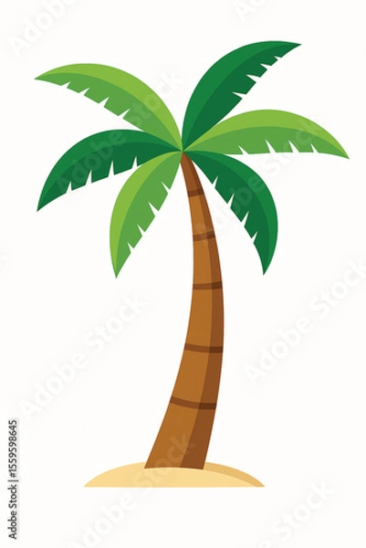 Obraz Illustration of a Lush Palm Tree on a Sandy Beach