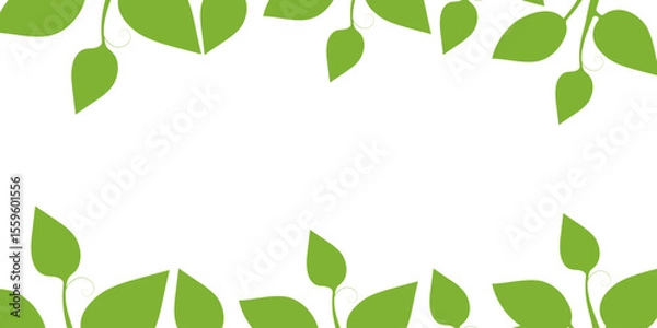 Fototapeta Green leaves frame with space for text. Summer design. Foliage border. Vector.