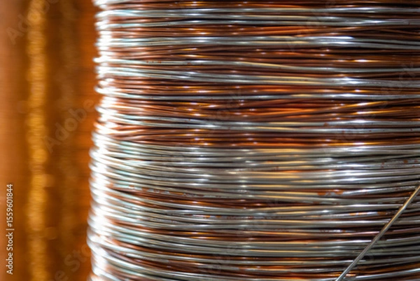 Obraz Close-up shot of stacked metallic wire coils showcasing their intricate patterns