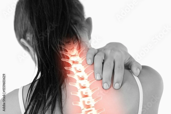 Obraz Highlighted spine of woman with back pain