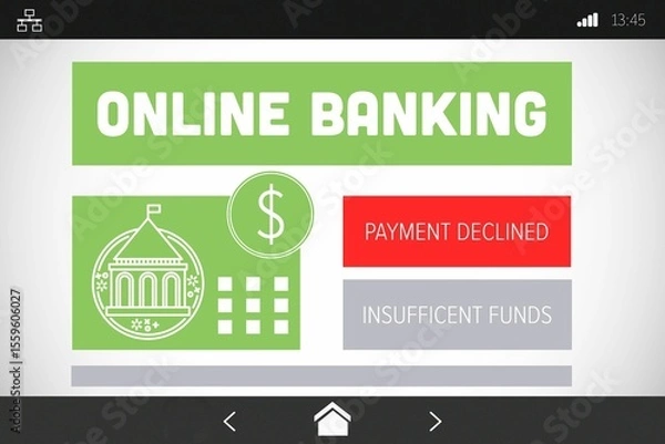 Obraz Online banking and payment declined text on mobile screen