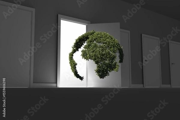 Obraz Topiary of globe against doors