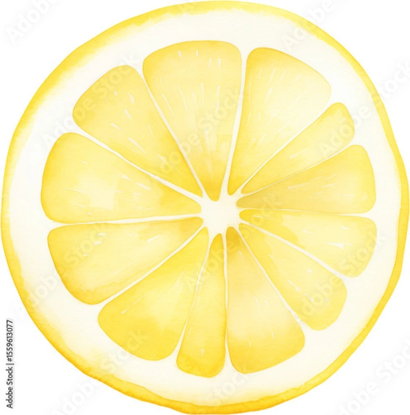 Obraz A bright lemon slice painted in watercolor. Great for refreshing drink themes and summer clipart.
