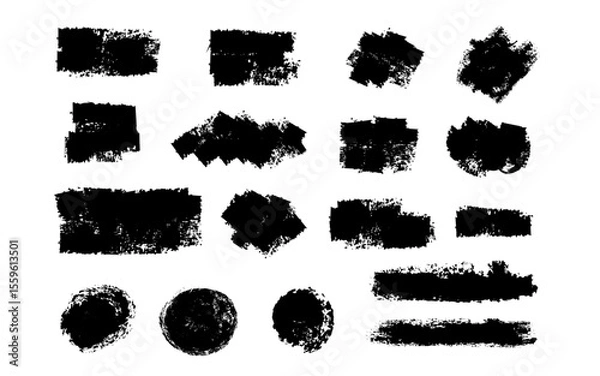 Fototapeta Set of Grunge Brush strokes , Paintbrush Grunge design elements, Hand drawn Grunge texture,  text box backgrounds vector illustrator