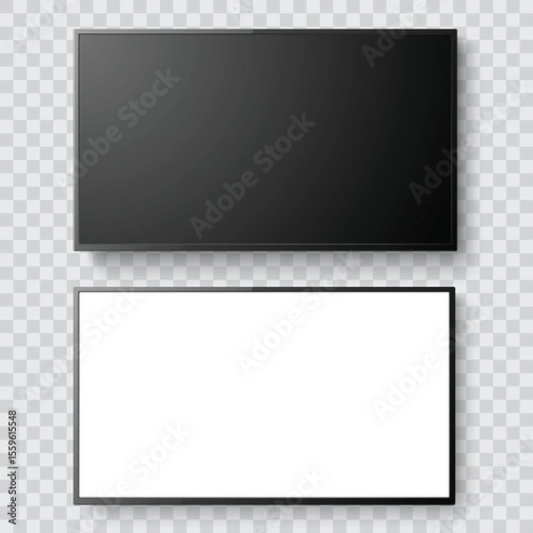 Fototapeta Realistic Modern TV Screen with Blank Display - Home Entertainment Vector.
