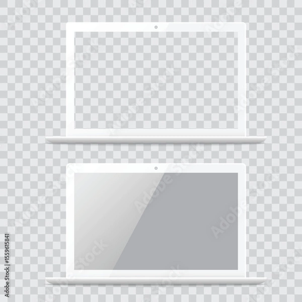 Fototapeta Modern White Laptop Computer Mockup - Blank Screen Device Vector illustration