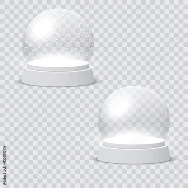 Fototapeta Empty and Snowy Transparent Glass Snow Globe Mockup Vector illustration