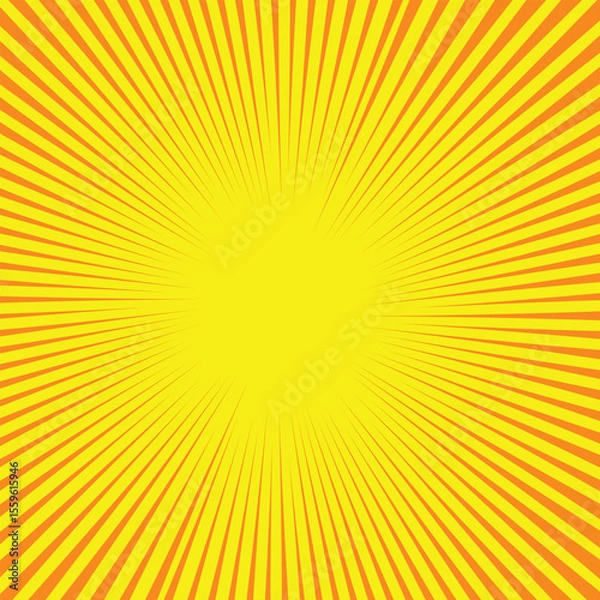 Fototapeta Vibrant Yellow and Orange Sunburst Radial Rays Background Vector illustration