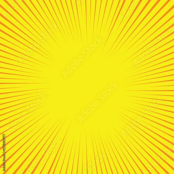 Fototapeta Vibrant Yellow and Orange Sunburst Radial Rays Background Vector illustration