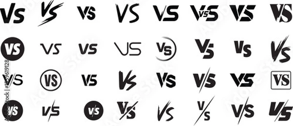 Obraz VS Letter Logo Icon Set – Versus Symbols for Sports and Competition.
Versus Or VS Letters Logo & symbol design template. VS letters for sports, fight, competition, battle, match, game. Flat black font