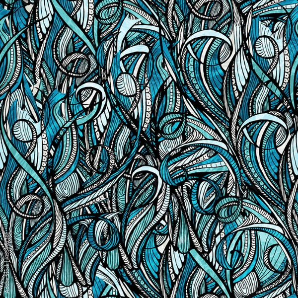 Fototapeta Hair doodle seamless background - endless pattern