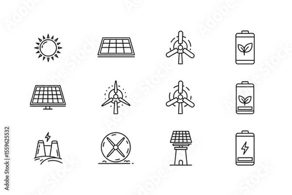 Fototapeta Illustrations Showing Alternative Energy Sources and Storage