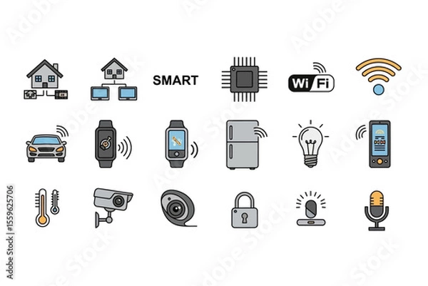 Fototapeta Illustrations of Smart Home Automation and Network Devices