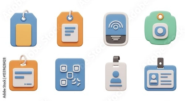 Obraz Colorful identification badges flat design illustration set