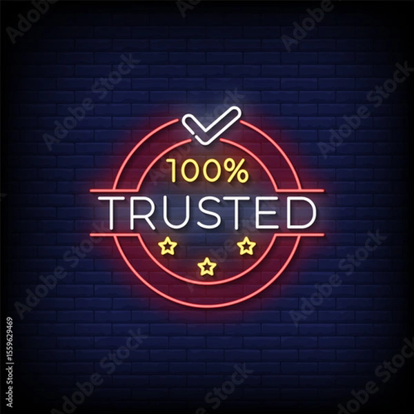 Fototapeta trusted neon sign with brick wall background vector