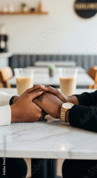 Fototapeta Intimate Connection Between Friends Cozy Cafe Setting Lifestyle Photography Warm Atmosphere Close-Up View Friendship and Bonding Moments