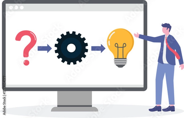 Fototapeta Problem solving skill, idea to solve difficulty challenge, process or procedure to fix problem,
