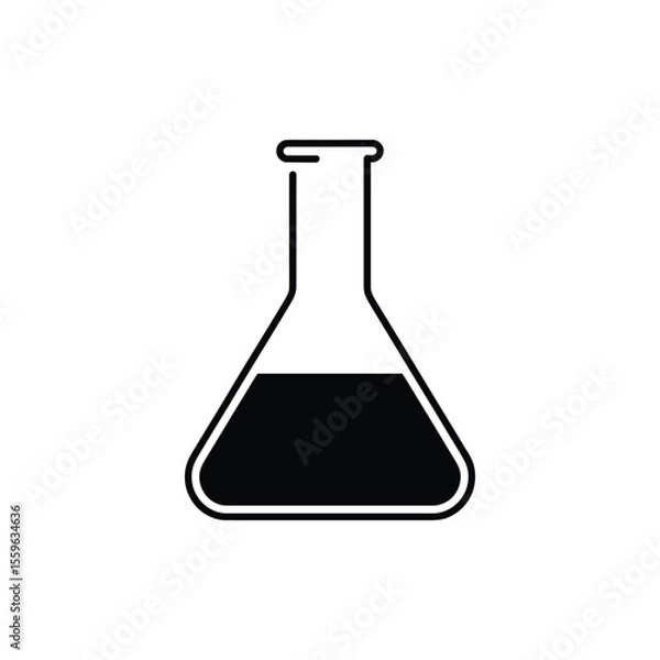 Fototapeta Simple Black Erlenmeyer Flask Icon Illustration