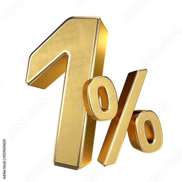 Fototapeta Golden 1 Percent Isolated on Transparent Background