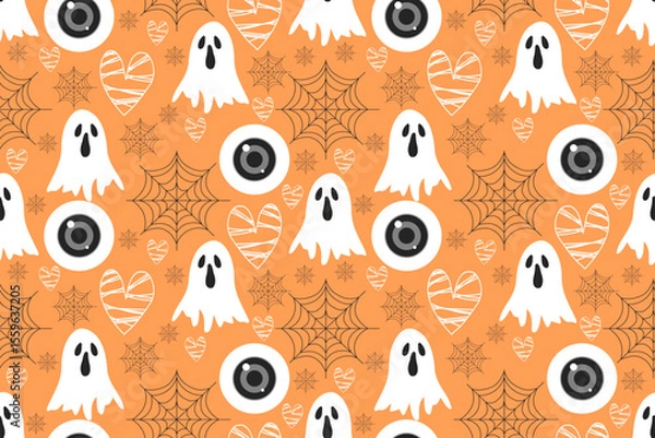 Fototapeta halloween seamless pattern with ghosts