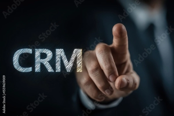 Obraz Businessman Utilizing Digital Technology for Customer Relationship Management Solutions