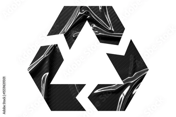 Fototapeta Black recycle symbol paper isolated on transparent background