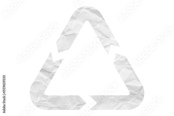 Fototapeta White recycle symbol paper isolated on transparent background