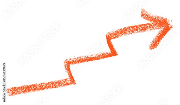 Fototapeta Red arrow symbol colored pencil isolated on transparent background