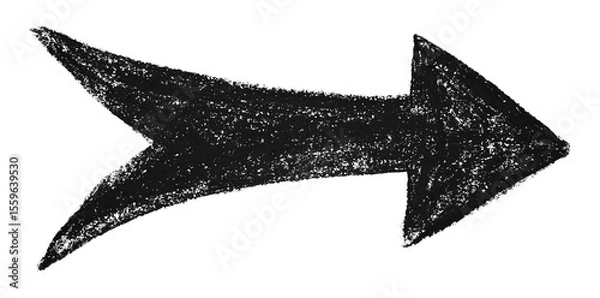 Fototapeta Black arrow symbol colored pencil isolated on transparent background