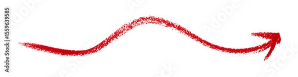 Fototapeta Red arrow symbol colored pencil isolated on transparent background