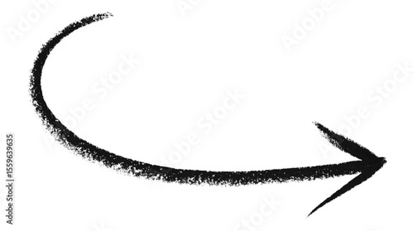 Fototapeta Black arrow symbol colored pencil isolated on transparent background