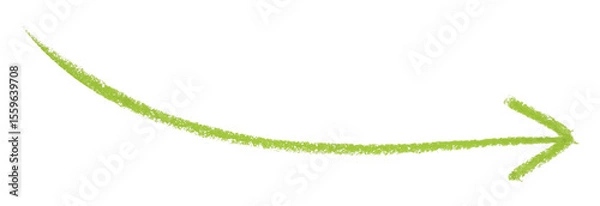 Fototapeta Green arrow symbol colored pencil isolated on transparent background