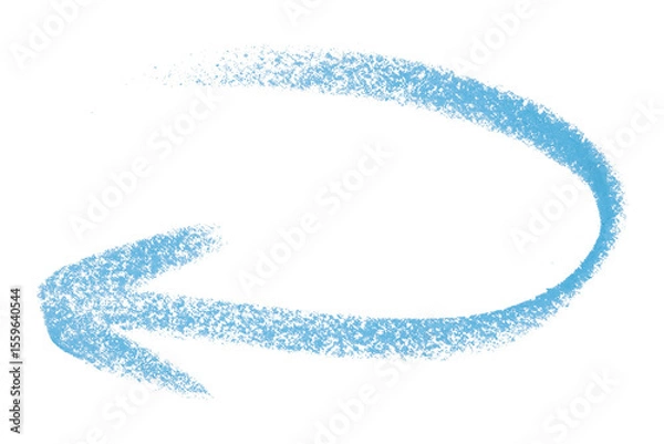 Fototapeta Light blue arrow symbol colored pencil isolated on transparent background