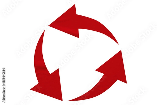Fototapeta Red recycle symbol paper isolated on transparent background