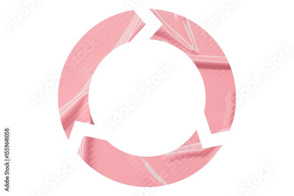 Fototapeta Pink recycle symbol paper isolated on transparent background