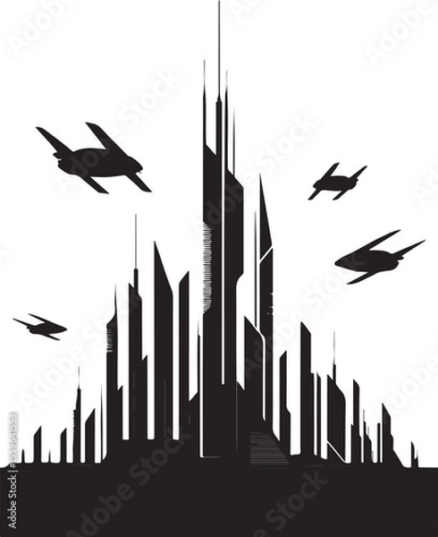 Obraz Skyline City Arch Frame Vector Illustration

