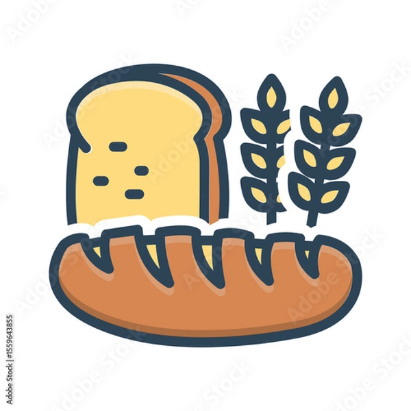 Obraz Vector color shadow icon for Breads