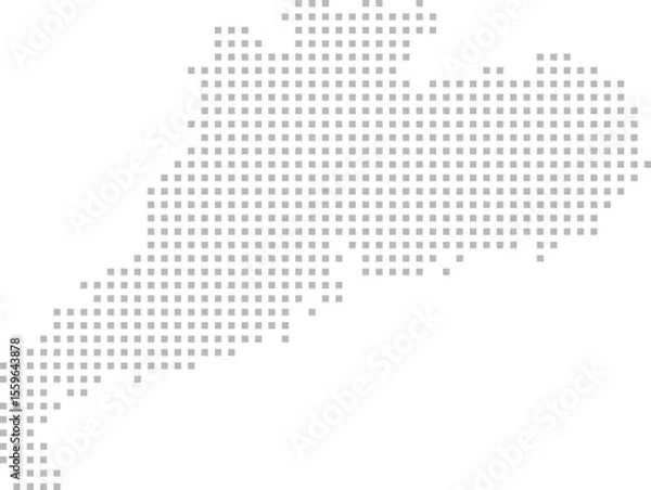 Obraz Guangdong, China – square dot grid vector map (Web Mercator projection, PPT-compatible & fully editable)