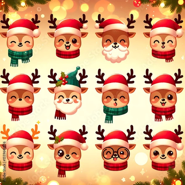 Fototapeta Reindeer Face Pack with Bokeh Lights