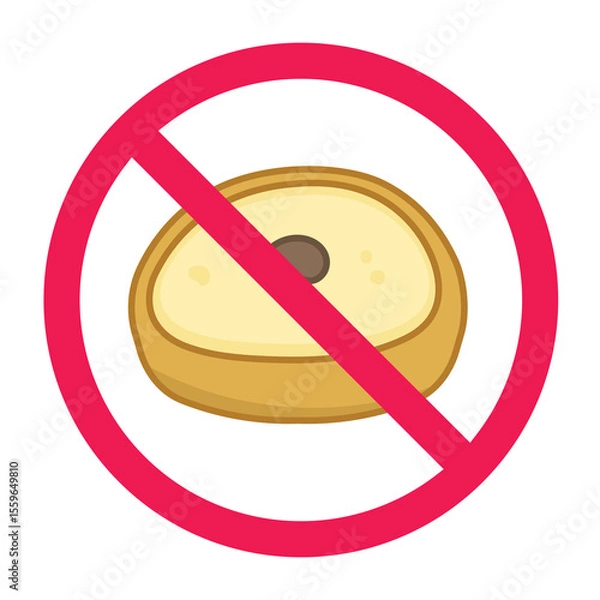 Obraz No snack sign, do not eat snack warning, traditional cake with red crossed circle symbol, forbidden snack sign, no cake icon