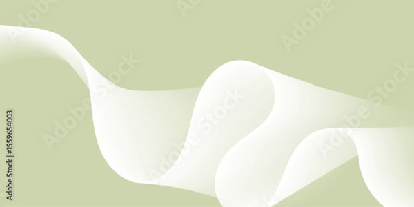 Fototapeta Soft Green Background with Elegant White Wave Flow