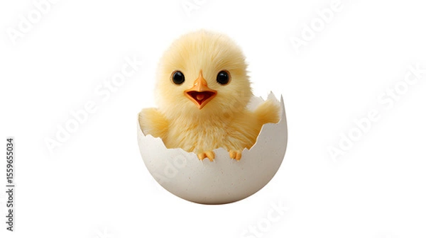 Obraz A cute chick breaking from egg