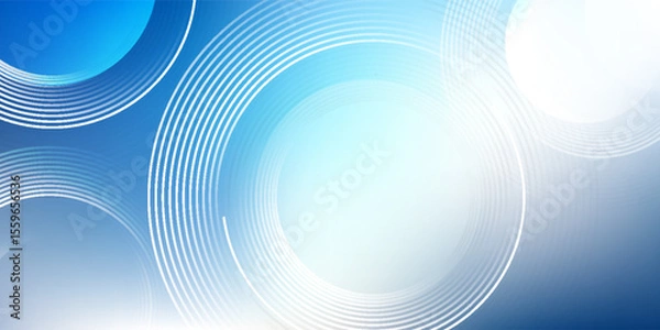 Fototapeta Abstract blue gradient background with glowing circular lines