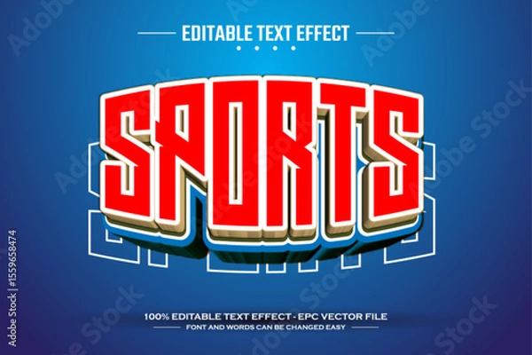Obraz Sports red 3D editable text effect template