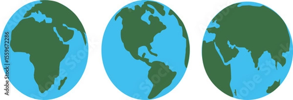 Fototapeta Round Globe World Map Vector Symbol