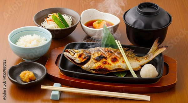 Fototapeta 日本の焼き魚定食
